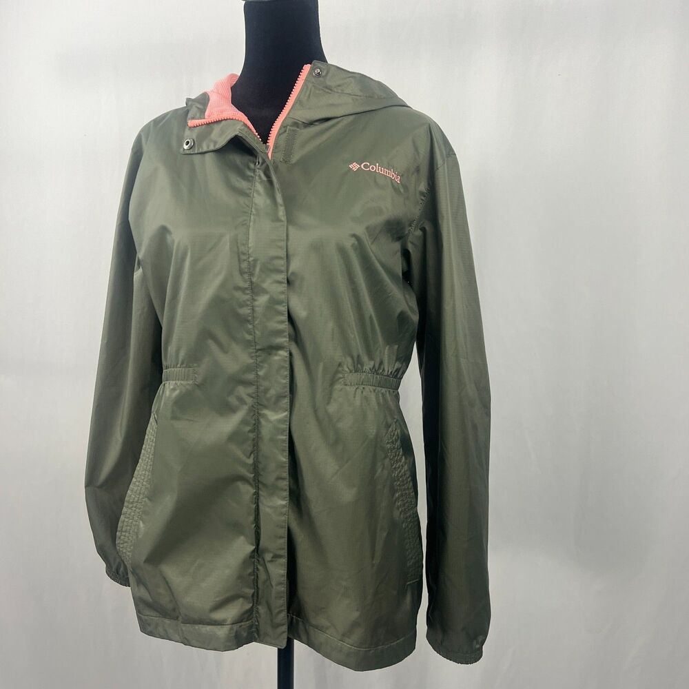 Columbia Green Pink Lightweight Hooded‎ Jacket xl